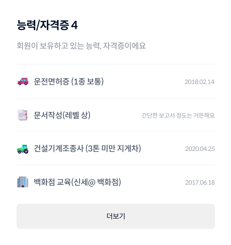 인재검색 능력/자격증